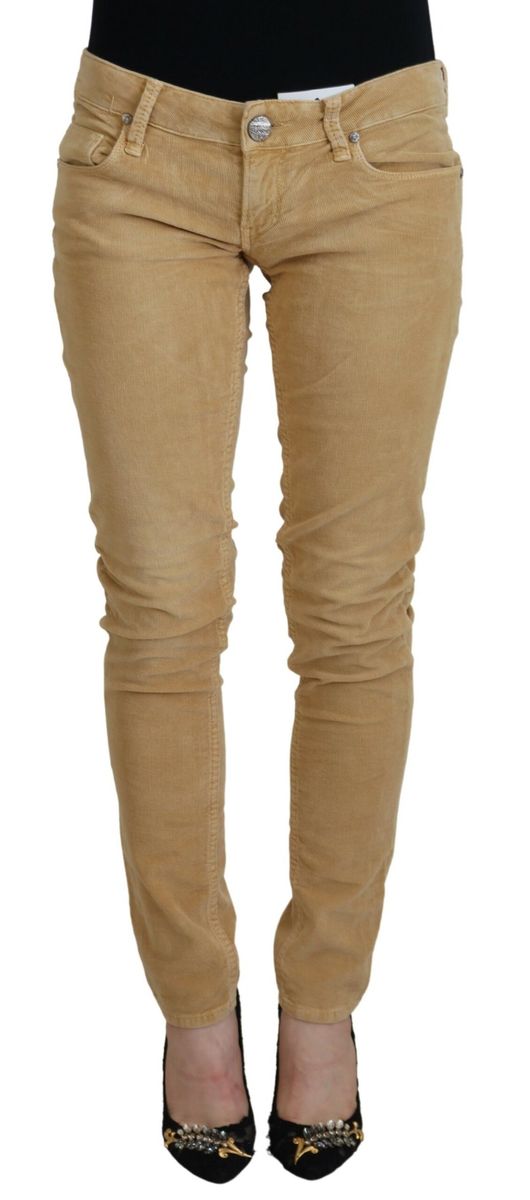 Braune Cord-Hosen mit niedrigem Bund