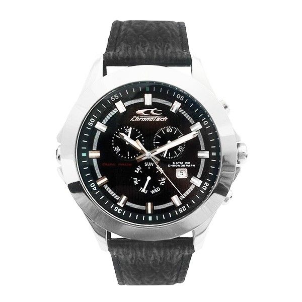 Herren-Chronographenuhr mit Lederarmband