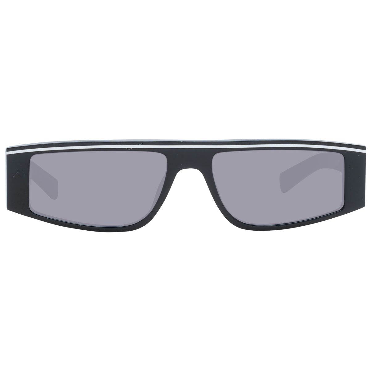 Moderne rechteckige Sonnenbrille mit Schriftzug