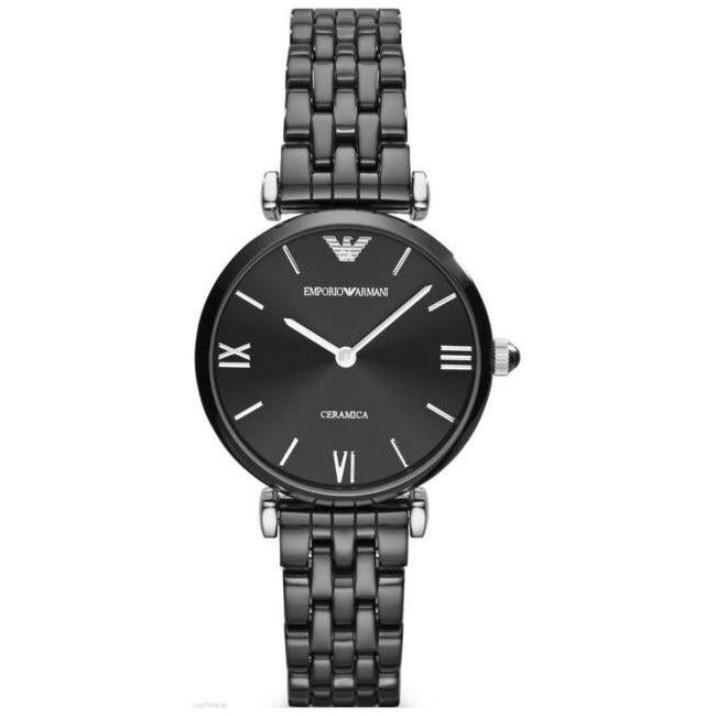 Elegante schwarze Keramik Damenuhr