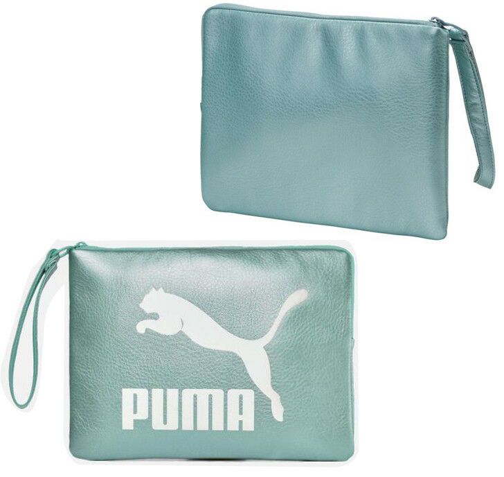Metallic Aqua Zip Clutch