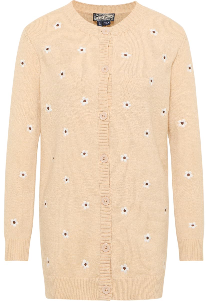 Dreimaster Strickjacke mit Stickerei Damen Beige