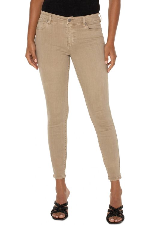 Hautenge Tan Jeans mit hohem Bund