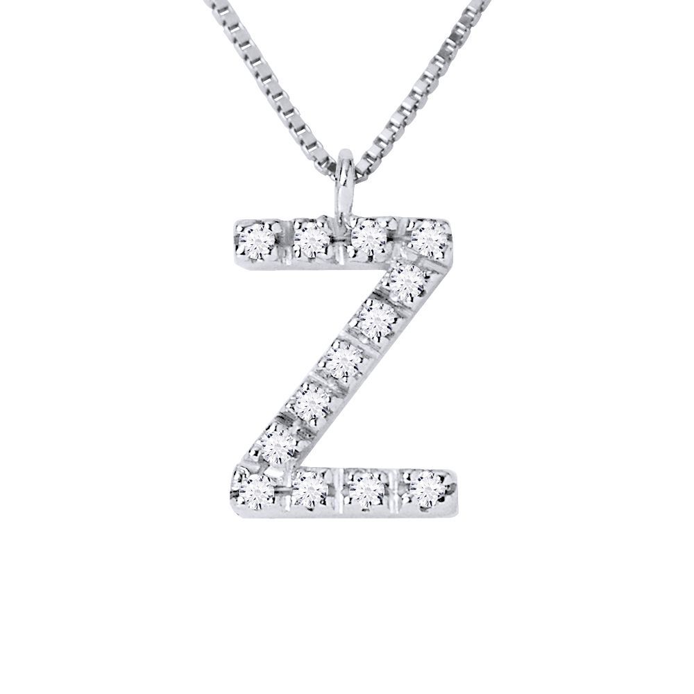 Diamant Buchstaben Z Weißgold Halskette