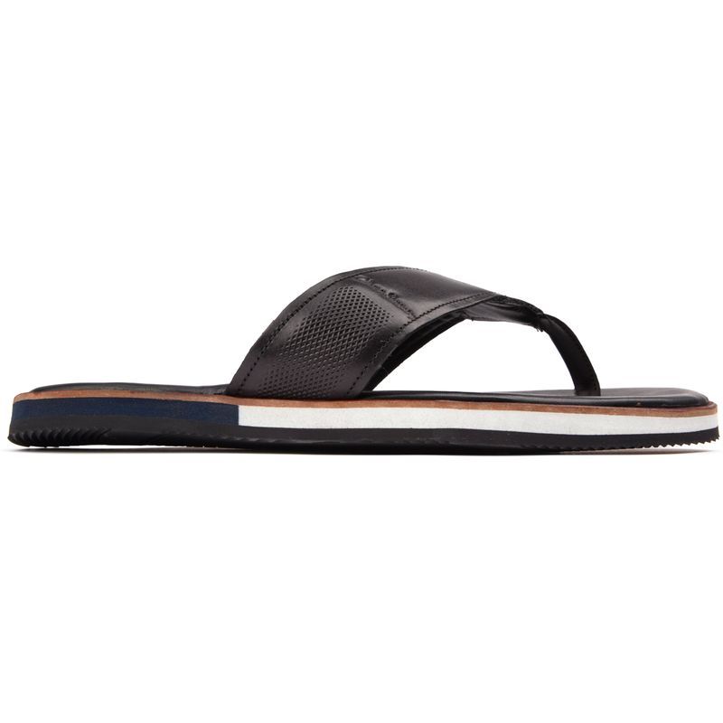 Herren Zehentrenner Sandalen aus Leder mit Streifen