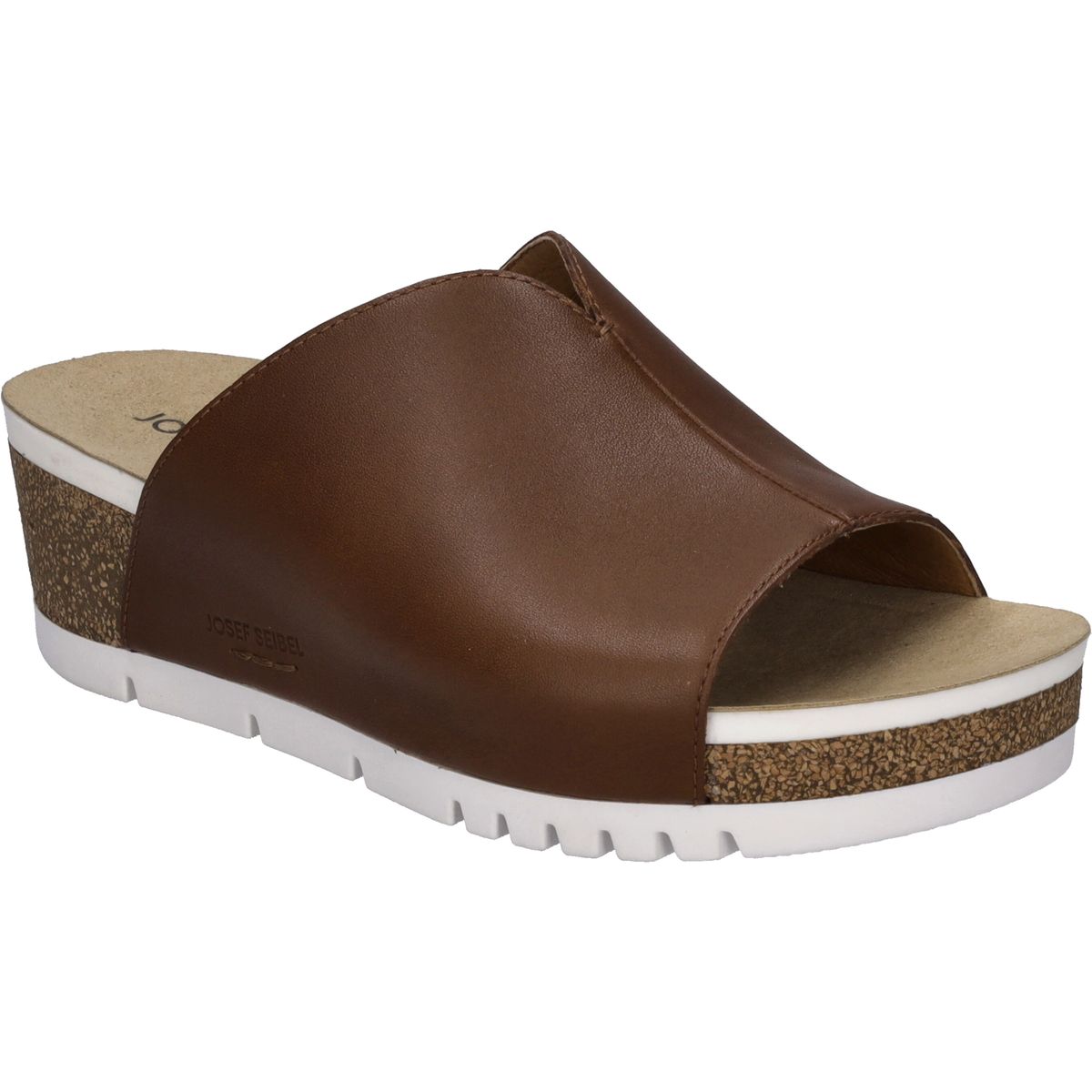 Braune Leder-Plateau-Keilsandalen