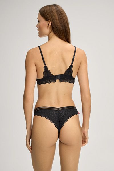 JOOP! Schwarzes Spitzen-Bralette Softcup Geometrisches Muster Verstellbare Träger