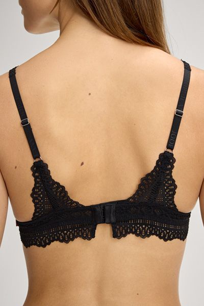 JOOP! Schwarzes Spitzen-Bralette Softcup Geometrisches Muster Verstellbare Träger