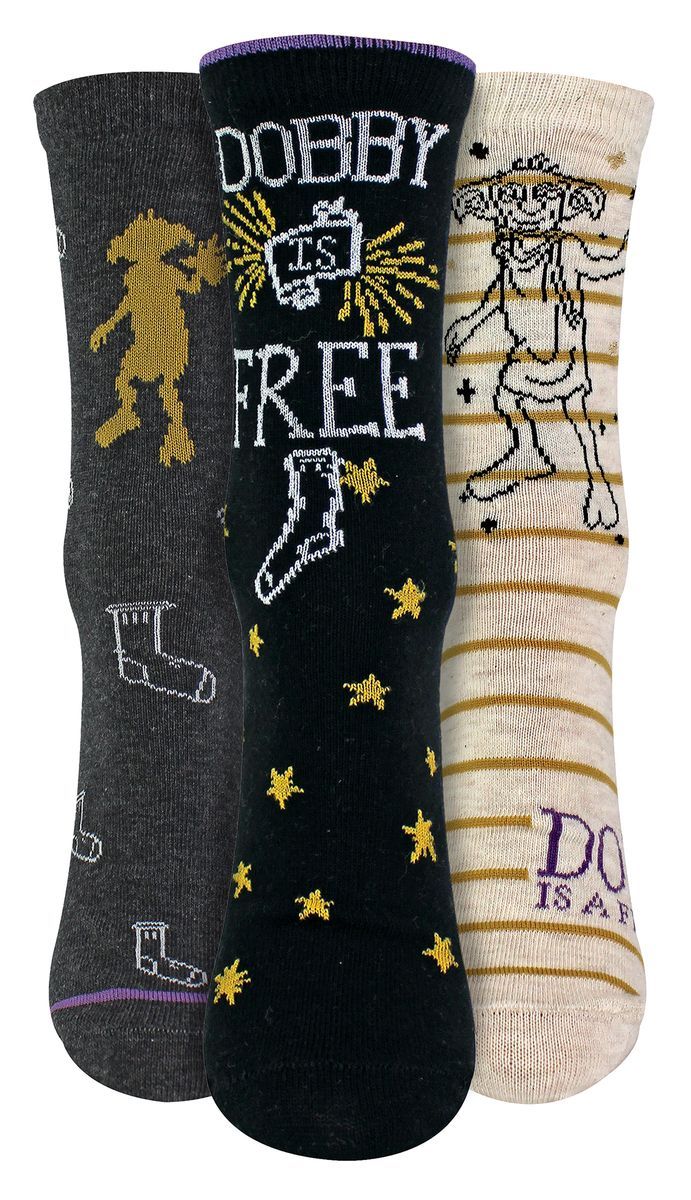 3 Paar Damen Dobby ist Frei Socken | Neuheit Harry Potter Socken - Sortiert
