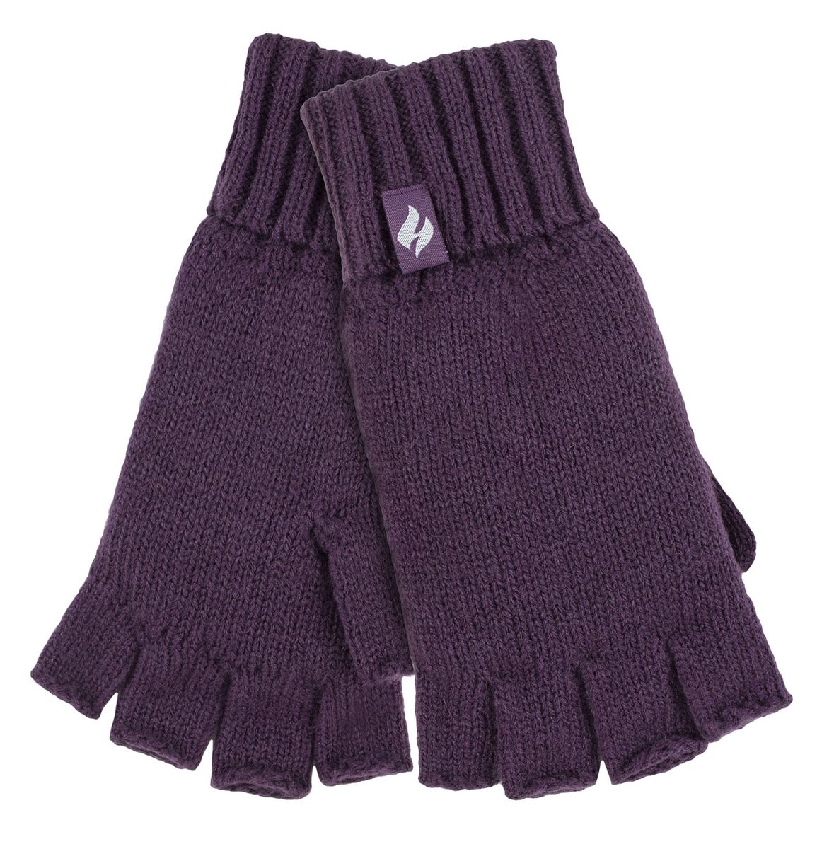 Solide gestrickte fingerlose Damenhandschuhe | WÄRMEHALTER | Lila fest