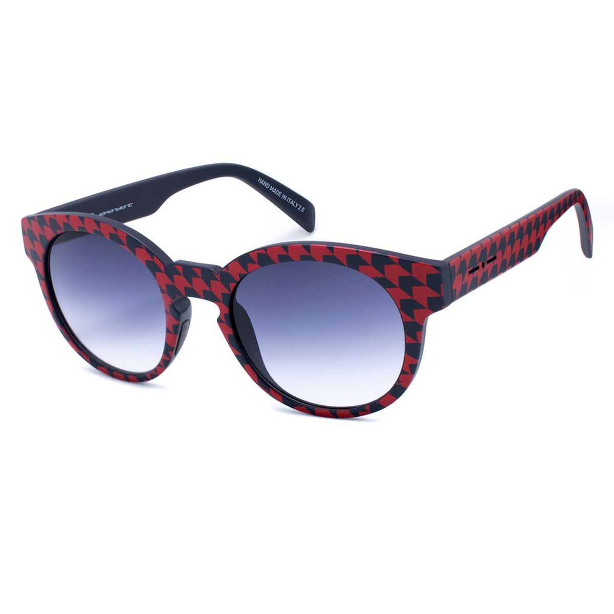 Runde Sonnenbrille mit Hahnentrittmuster