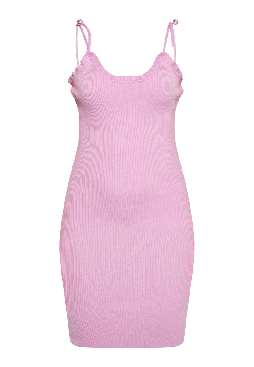 Geripptes Mini-Strickkleid mit Trägern