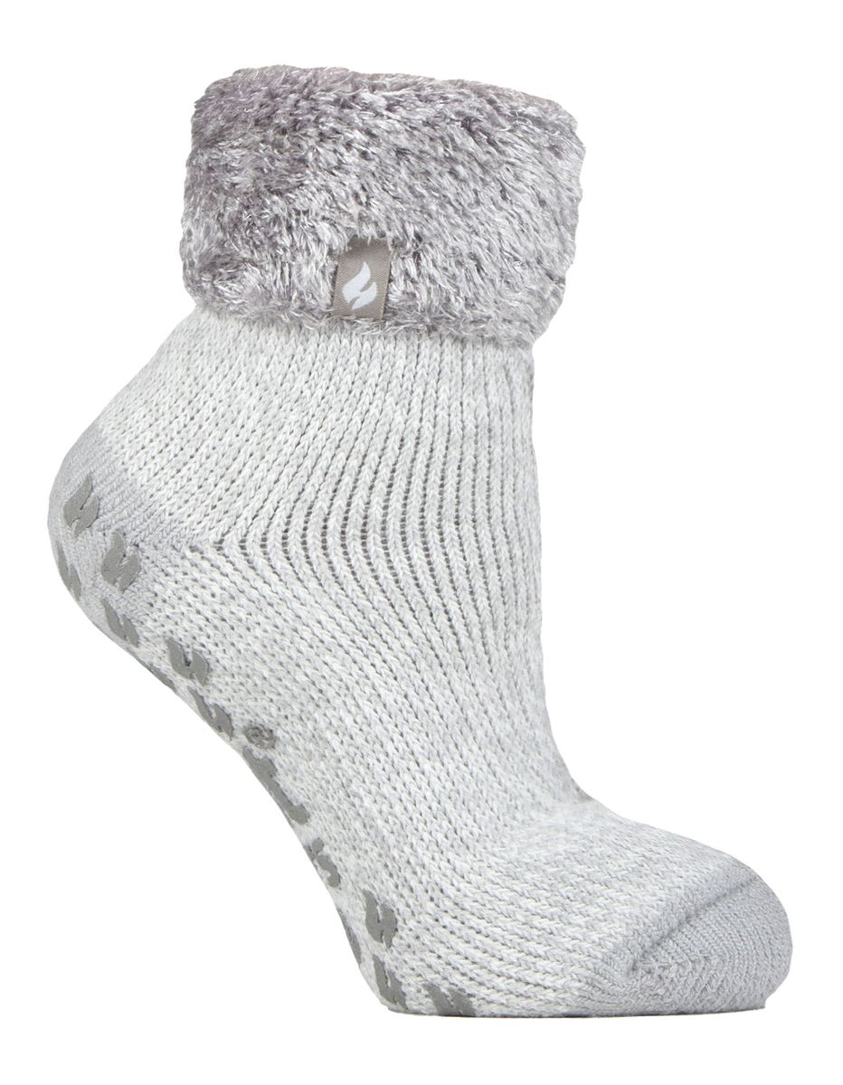 Kinder Plüschbett-Socken | Heat Holders | Warme gemütliche Thermosocken für Jungen und Mädchen - Silbergrau