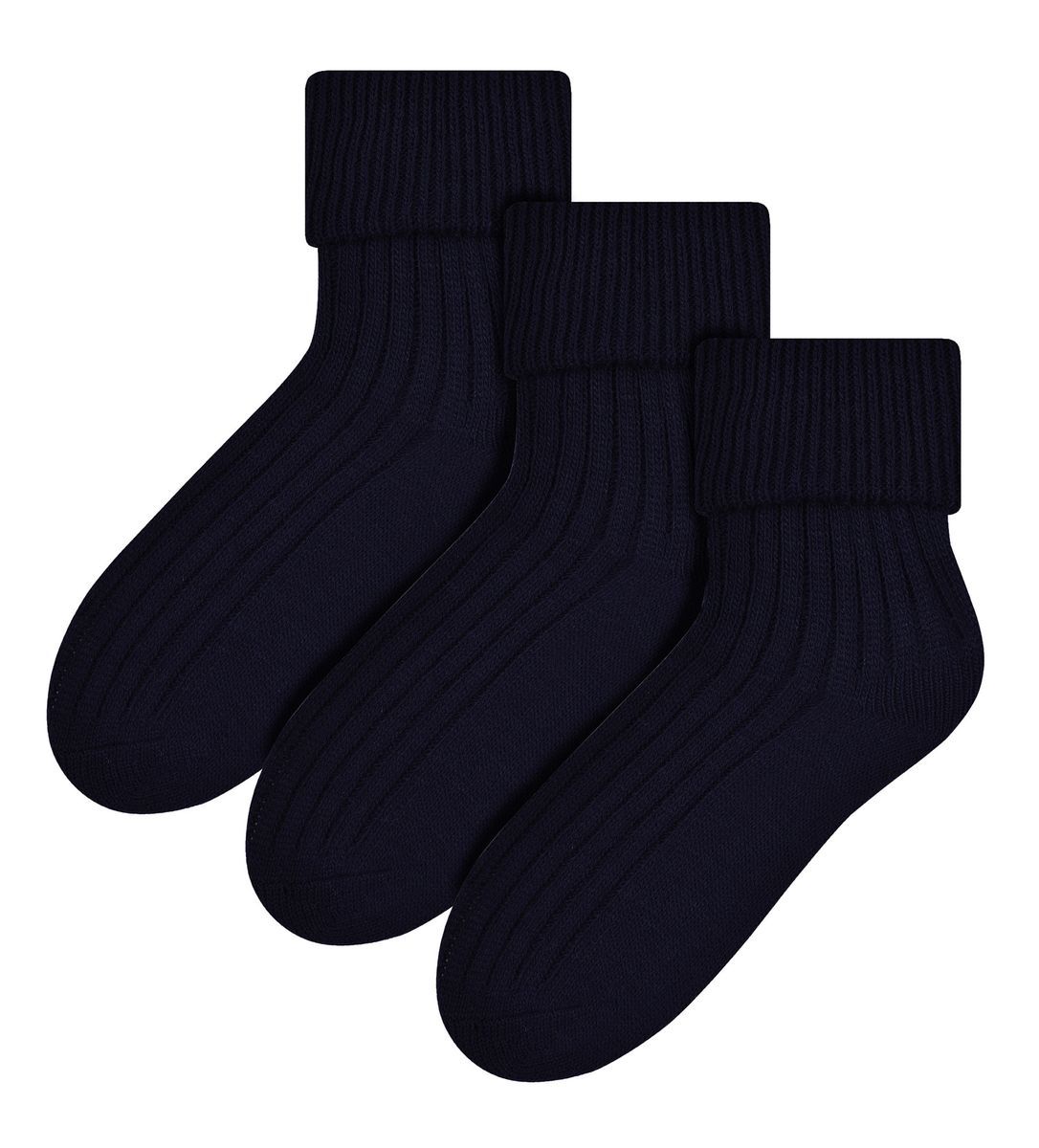 3 Paar Womens Wool Bed Socks | Steven | Luxury Warm Lounge Sleep Socks - Black