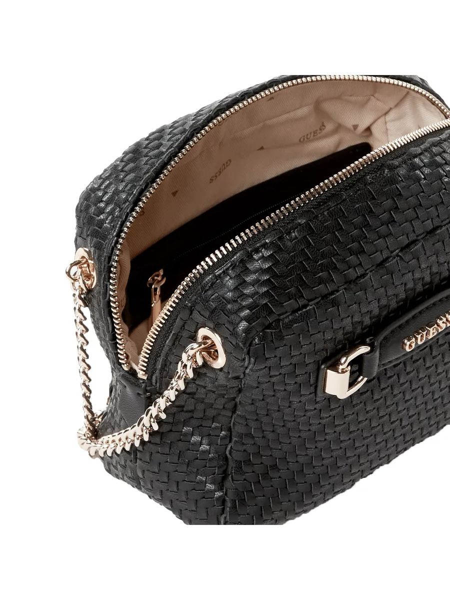 Crossbody-Kameratasche mit Flechtoptik