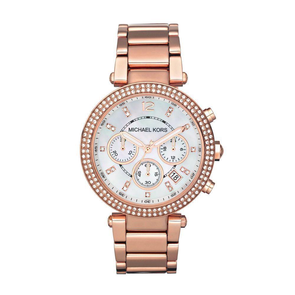 Funkelnde roségoldene Chronographenuhr