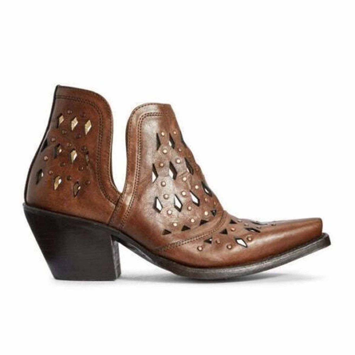 Lederstiefeletten im Westernstil mit Ausschnitten