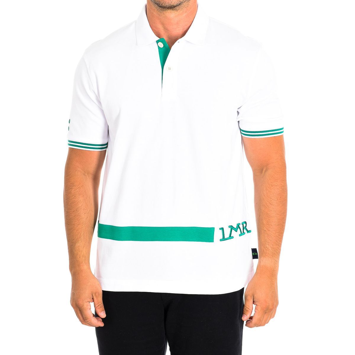 Klassisches weißes Poloshirt mit Streifen
