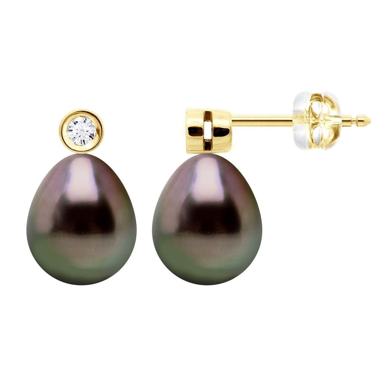 Tahitiperlen-Ohrstecker mit Diamanten