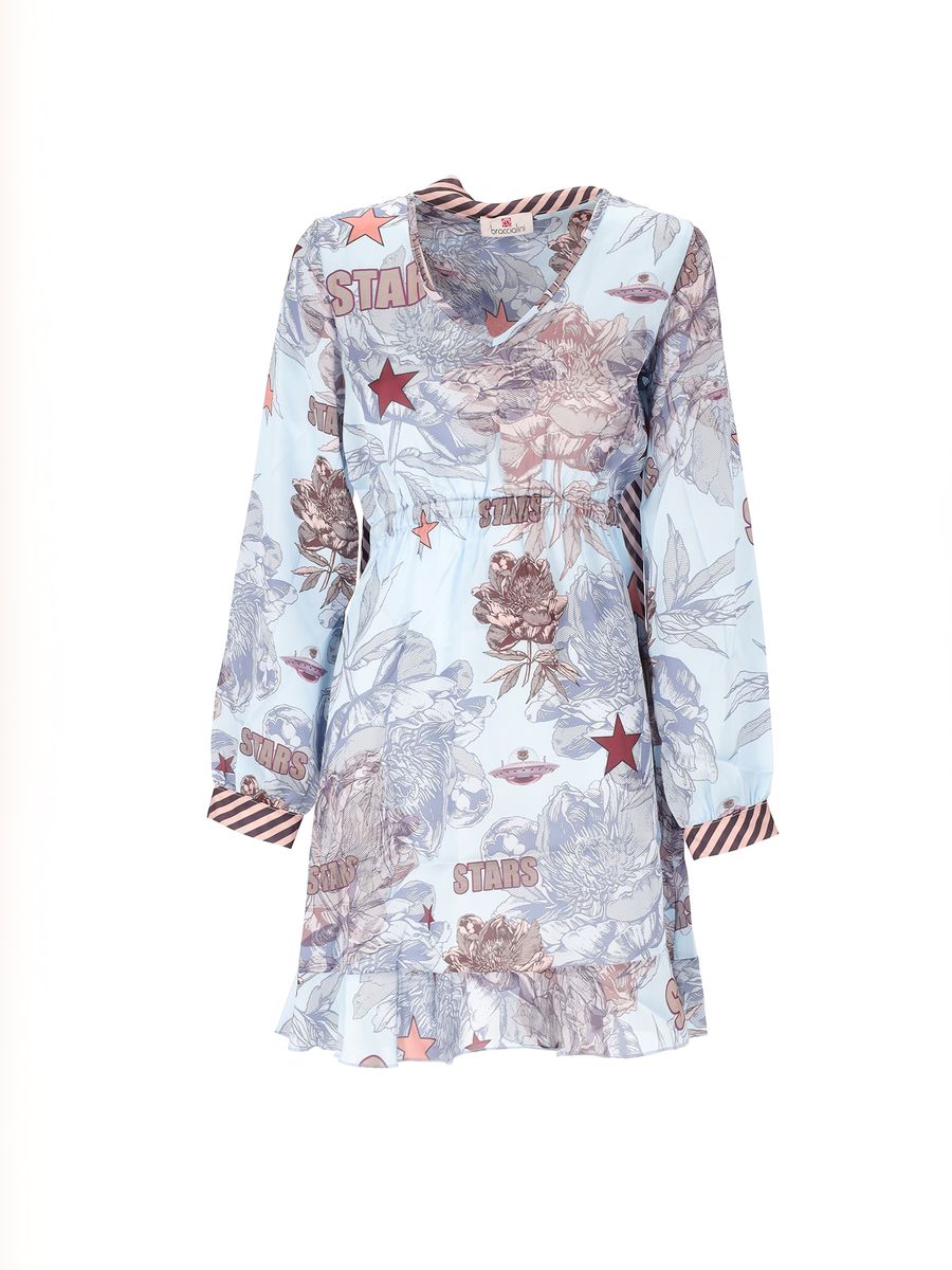 Verspieltes Kleid mit Blumen- und Sternenprint