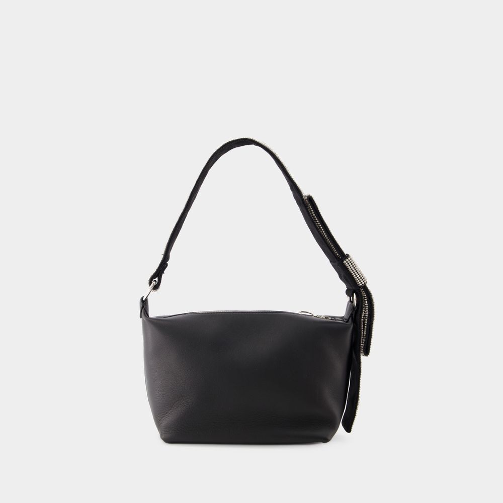 Schwarze Leder Hobo Schleifentasche