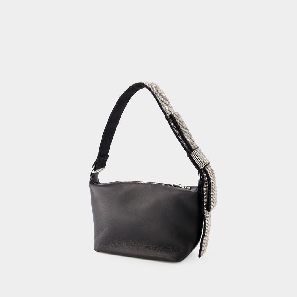 Hobo-Tasche aus Leder mit Kristallschleife