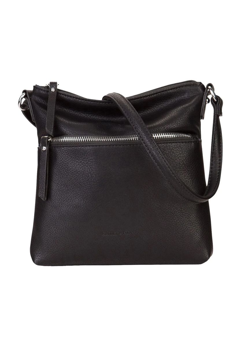 Emily & Noah Umhängetasche, Kunstleder, Reißverschlussfach, uni, für Damen, schwarz