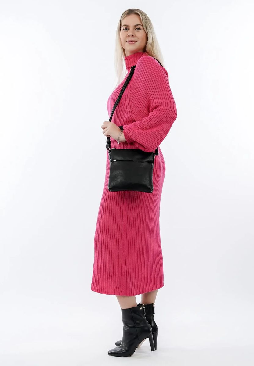 Emily & Noah Umhängetasche, Kunstleder, Reißverschlussfach, uni, für Damen, schwarz