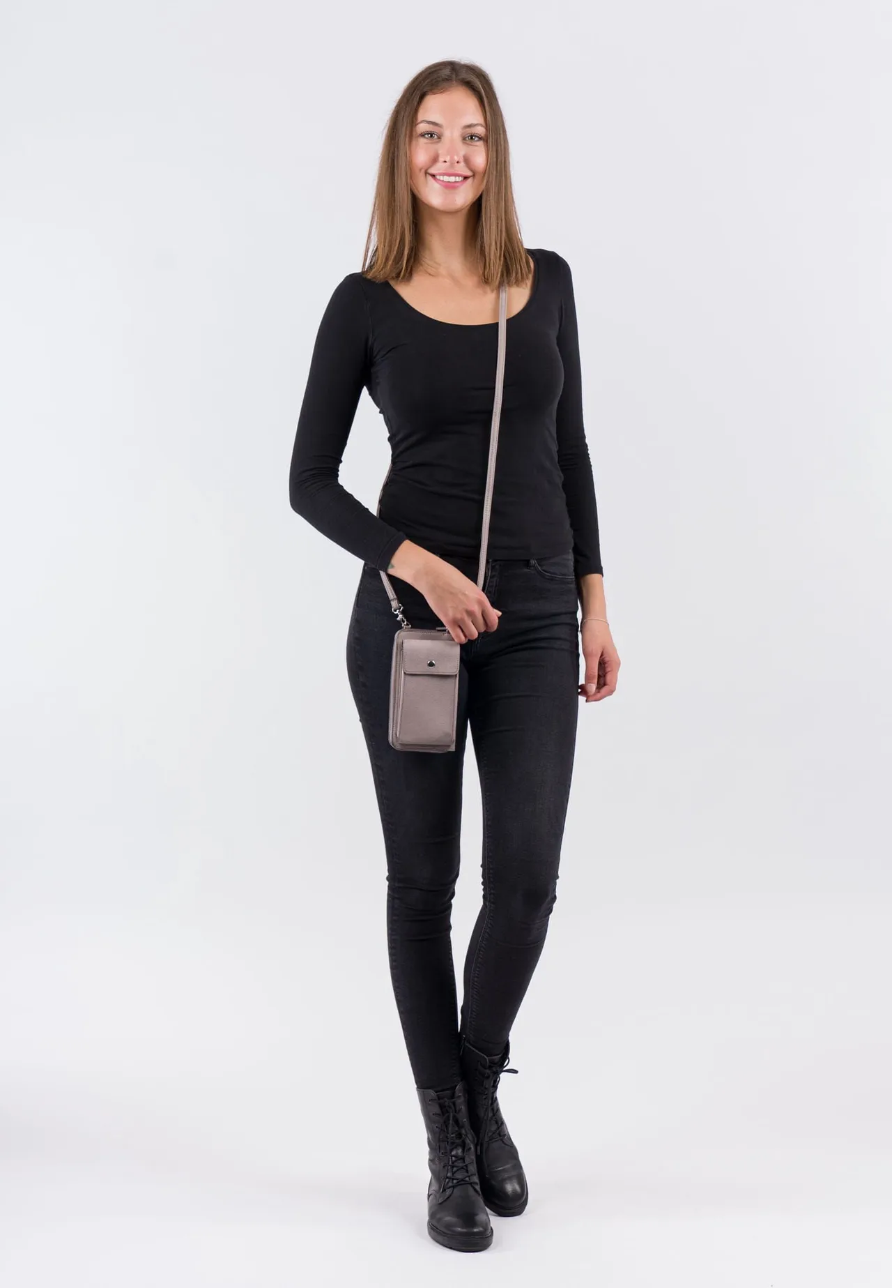 Emily & Noah Smartphonetasche, Kartenfächer, Reißverschluss, für Damen, braun