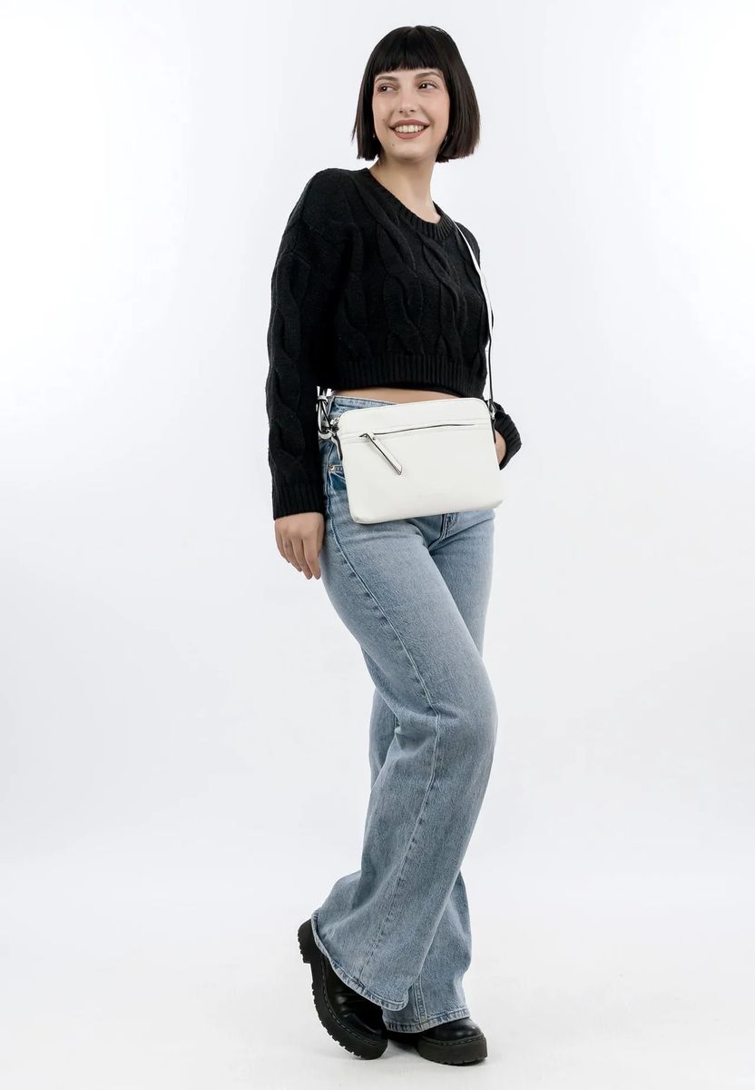 Emily & Noah Umhängetasche, Kunstleder, uni, für Damen, weiß