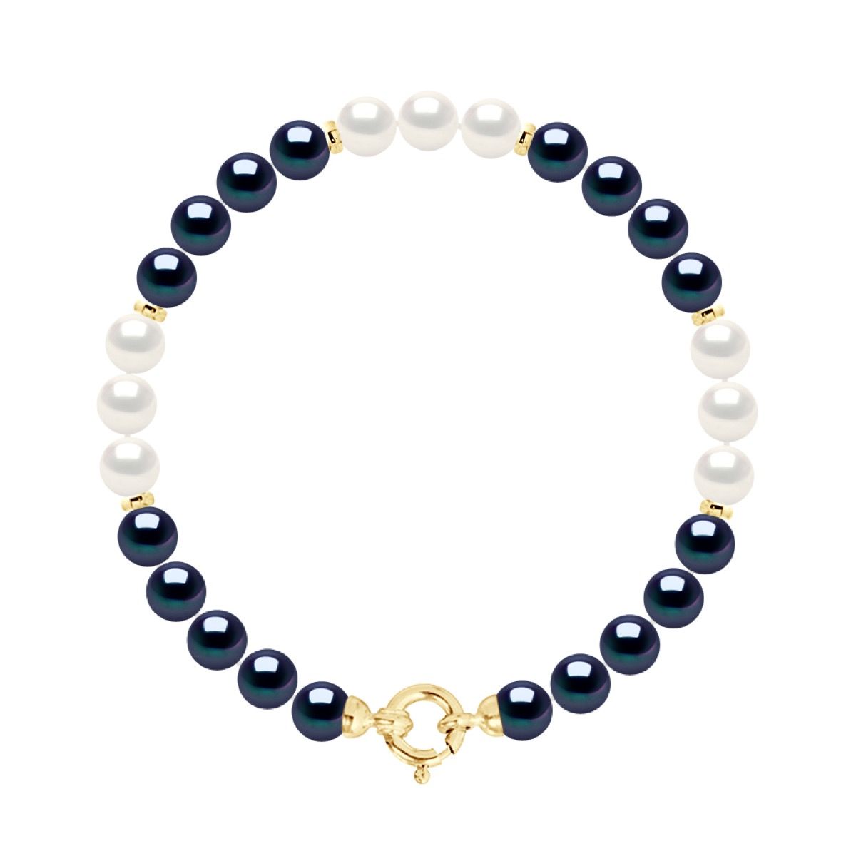 Süßwasserperlen Armband Schwarz und Weiß