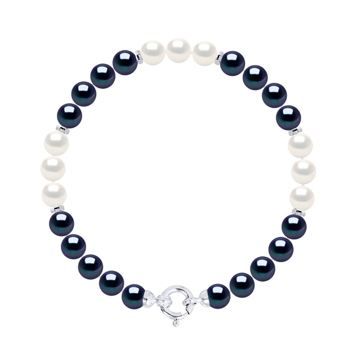 Süßwasserperlen Armband Schwarz und Weiß