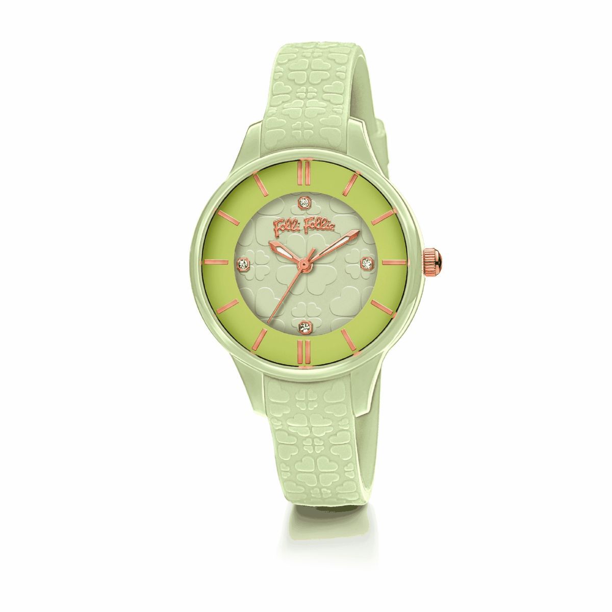 Grüne Damen Analog Uhr mit Herzen