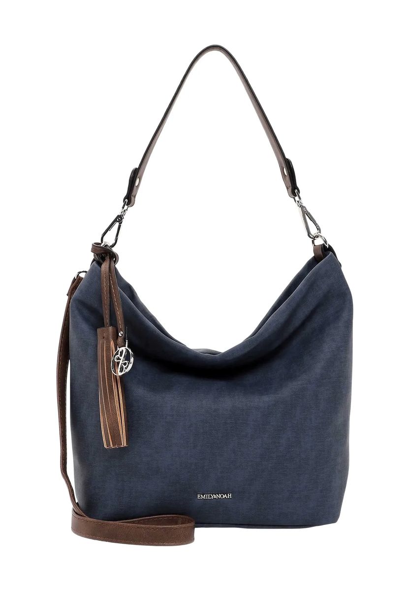 Emily & Noah Schultertasche, Emblem, Anhänger, für Damen, blau|beige, 99