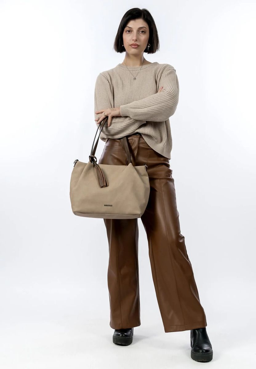 Emily & Noah Shopper, Reißverschluss, Web-Optik, für Damen, beige