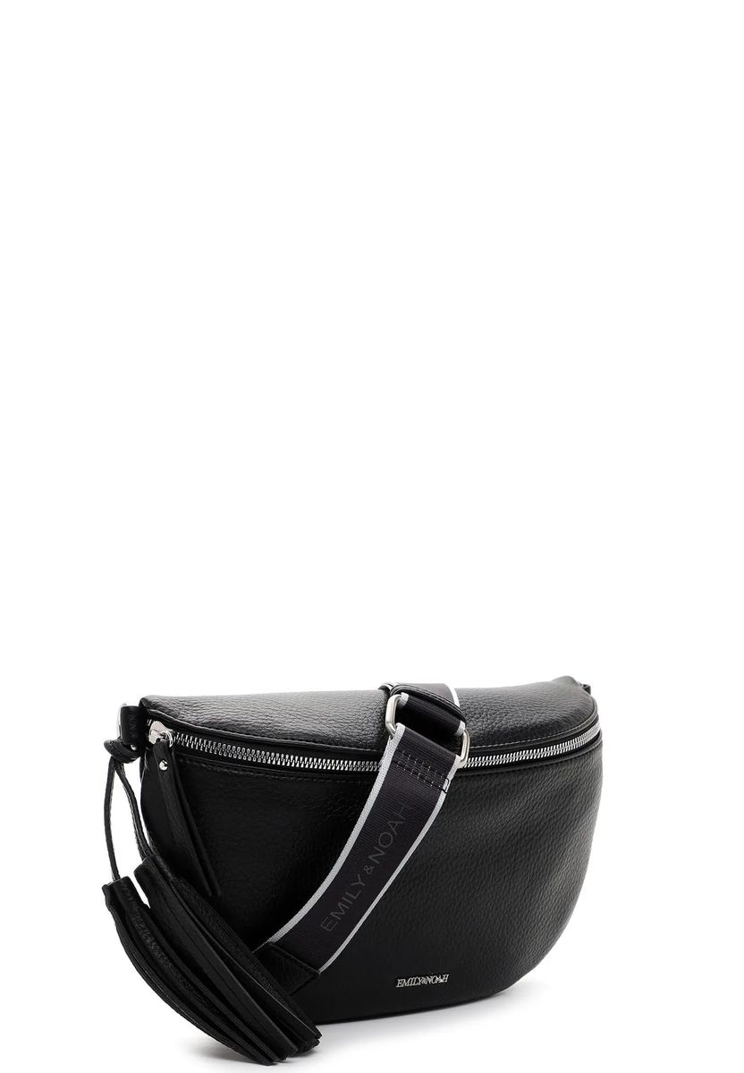 Emily & Noah Schultertasche, Reißverschluss, Quastenanhänger, für Damen, schwarz, 99