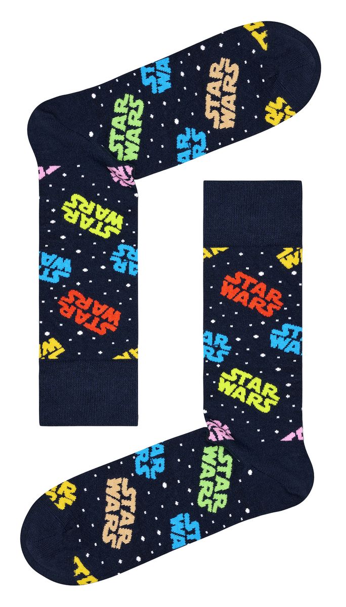 Bunte Socken mit Weltraum-Logomuster