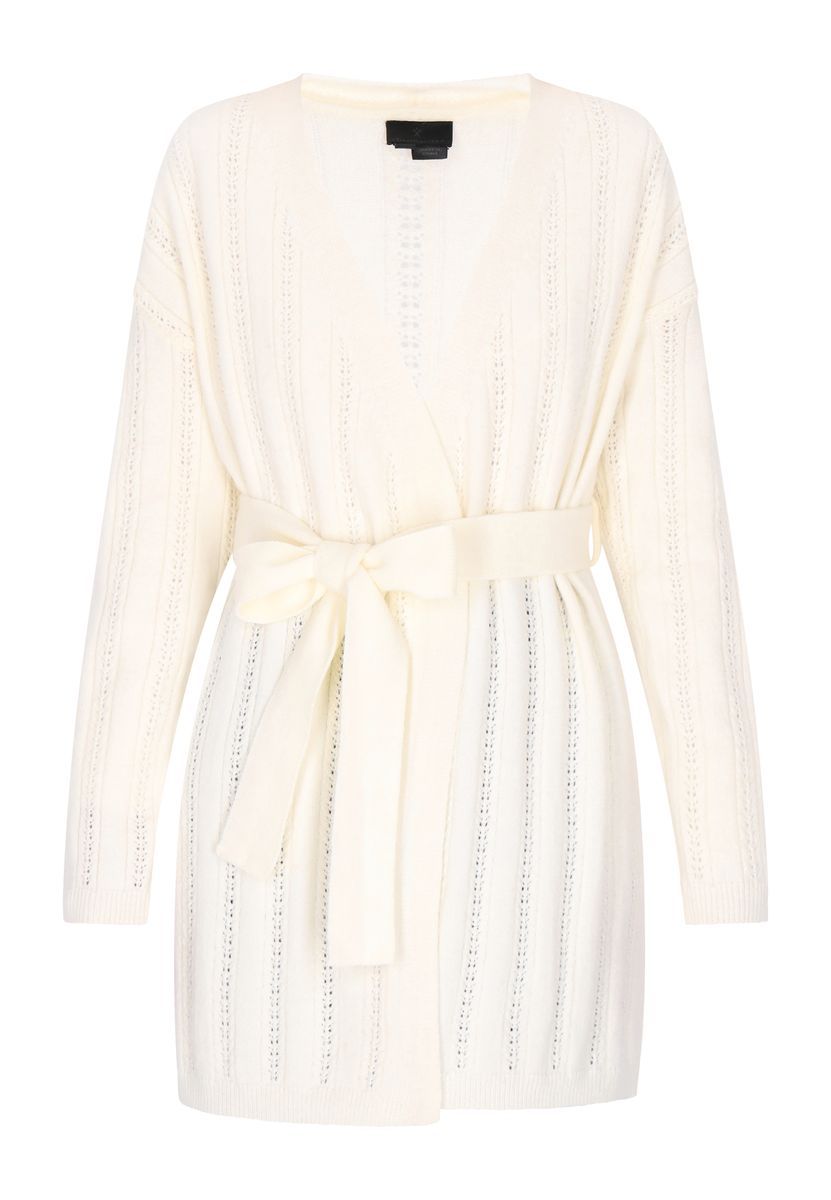 Elegante Strickjacke mit offenem Vorderteil und Gürtel