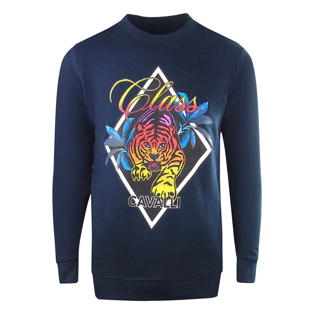 Marineblaues Sweatshirt mit Tiger-Grafik