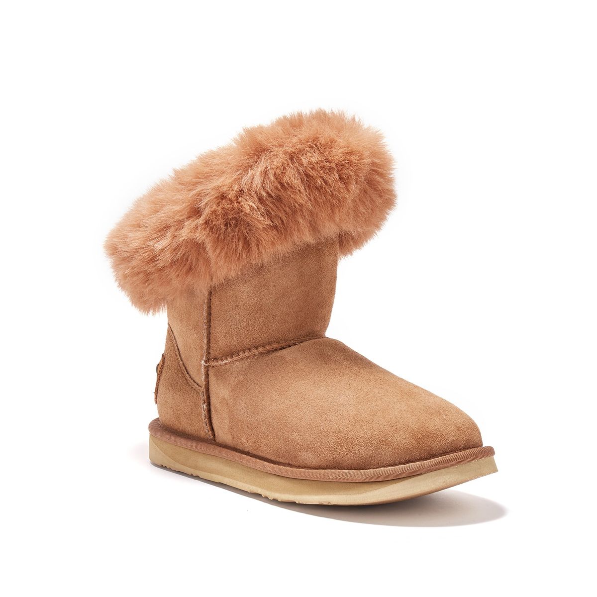 Kurze Lammfellstiefel mit Pelzbesatz