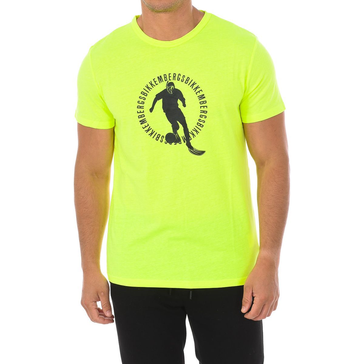 Neongelbes Bikkembergs Grafik T-Shirt