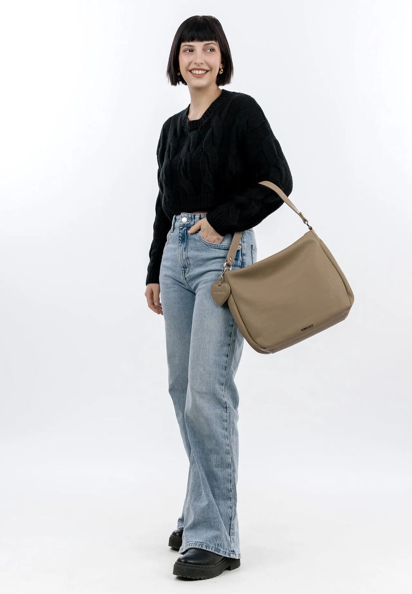 Emily & Noah Schultertasche, Reißverschluss, Anhänger, für Damen, braun