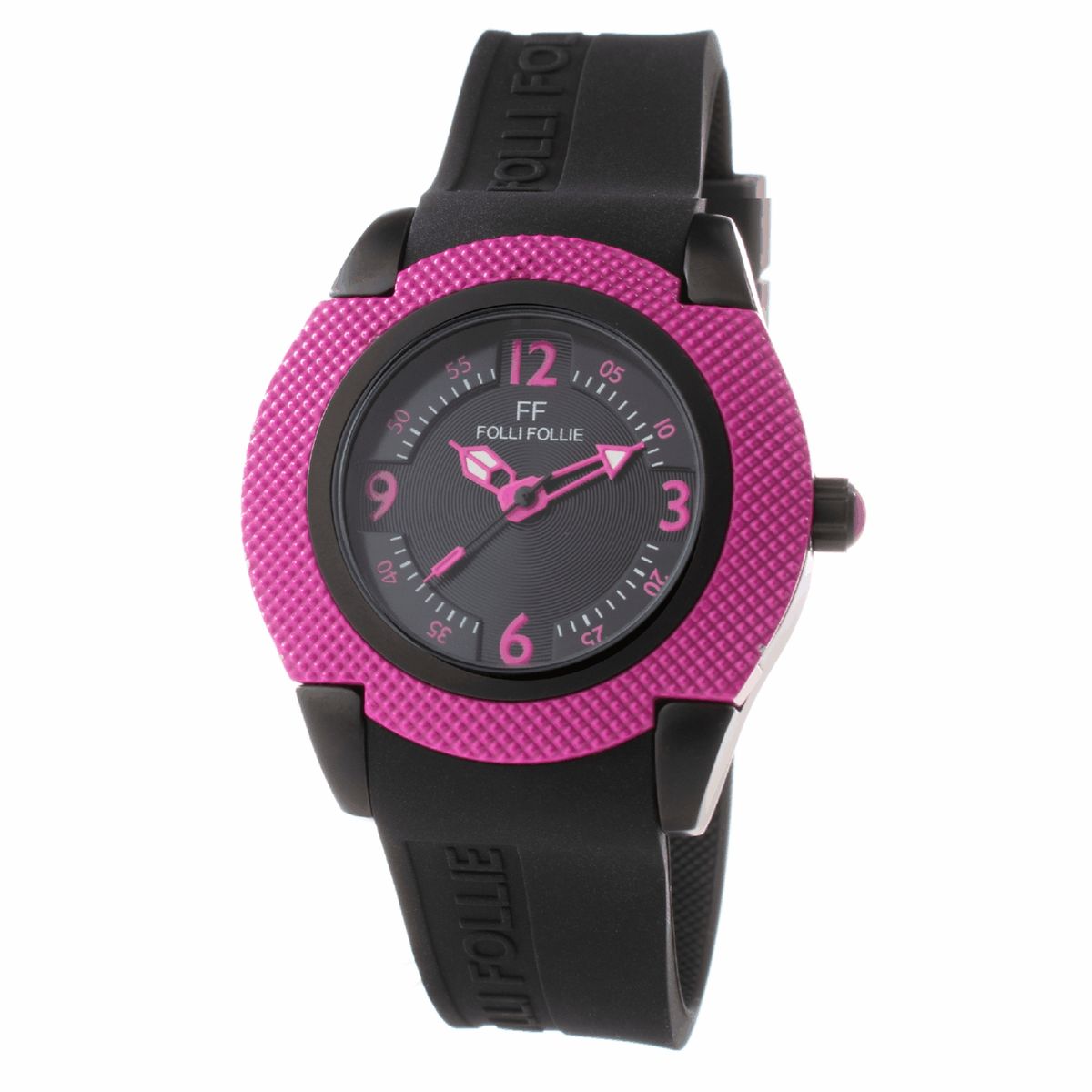 Schwarze und pinke Quarz Unisex Uhr