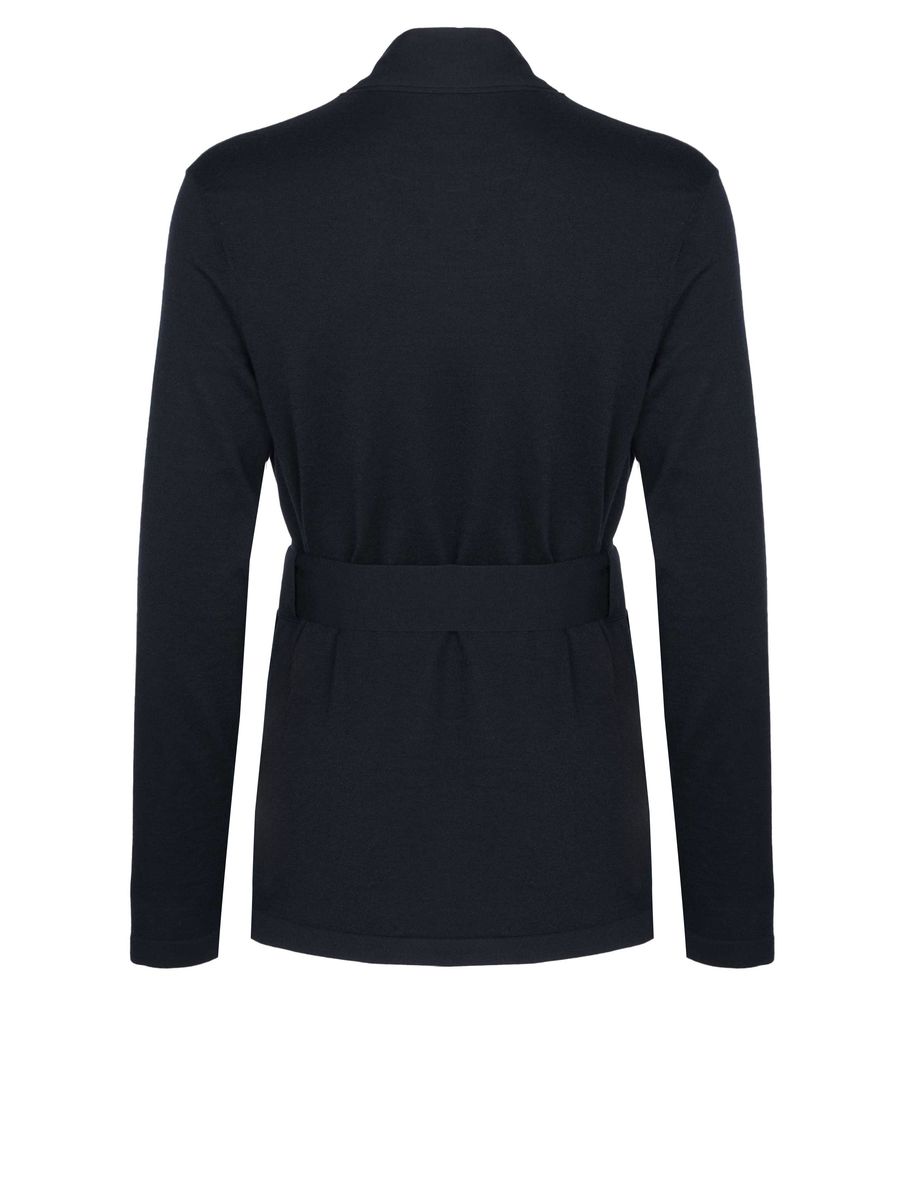 Kaschmir-Strickjacke mit Schalkragen und Gürtel