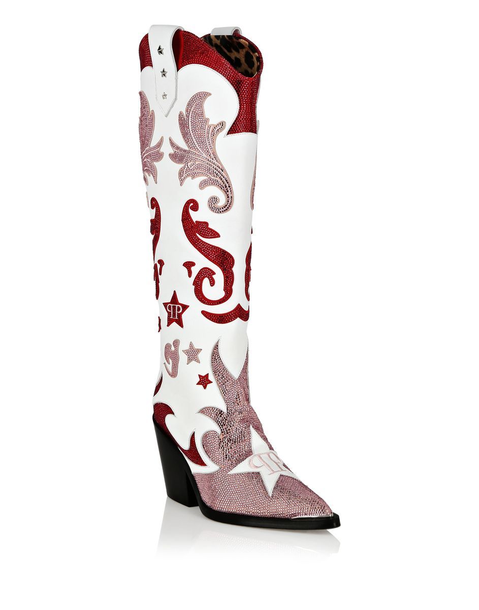 Verzierte Western-Stiefel, kniehoch