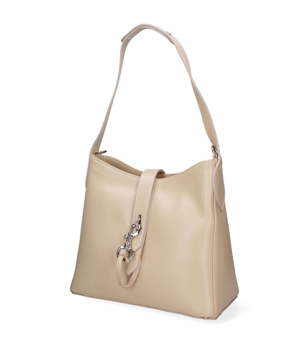 Elegante Leder-Schultertasche mit Karabinerverschluss