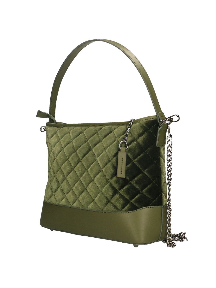 Gesteppte Samt-Hobo-Tasche