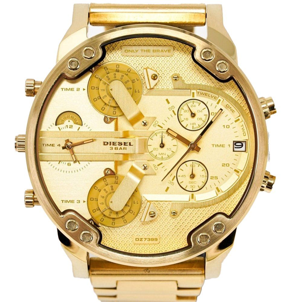 Goldfarbene Multifunktions-Chronograph-Uhr