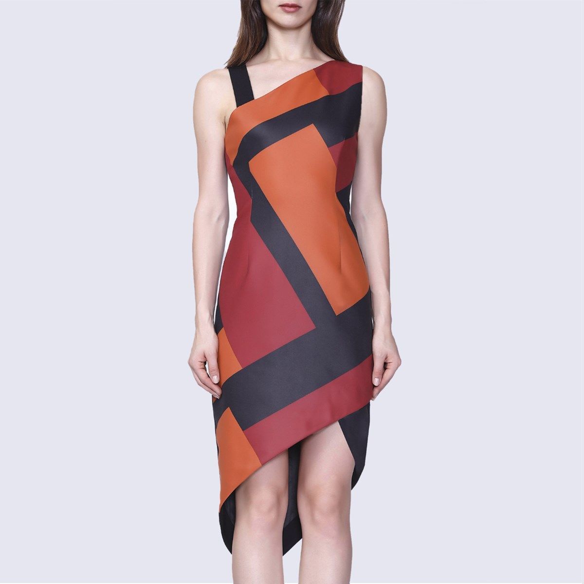 Asymmetrisches Bodycon-Kleid mit geometrischem Druck