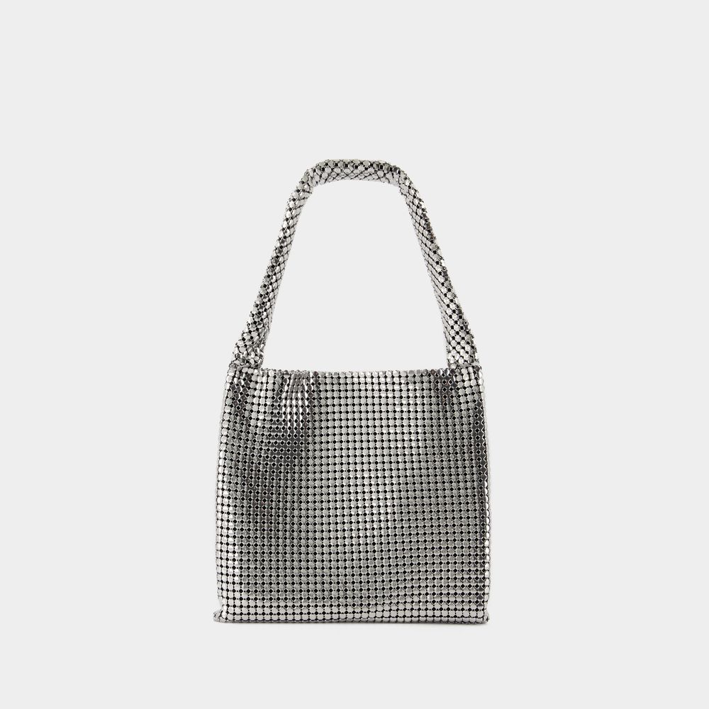 Silberne Pixel Metall-Mesh Schultertasche